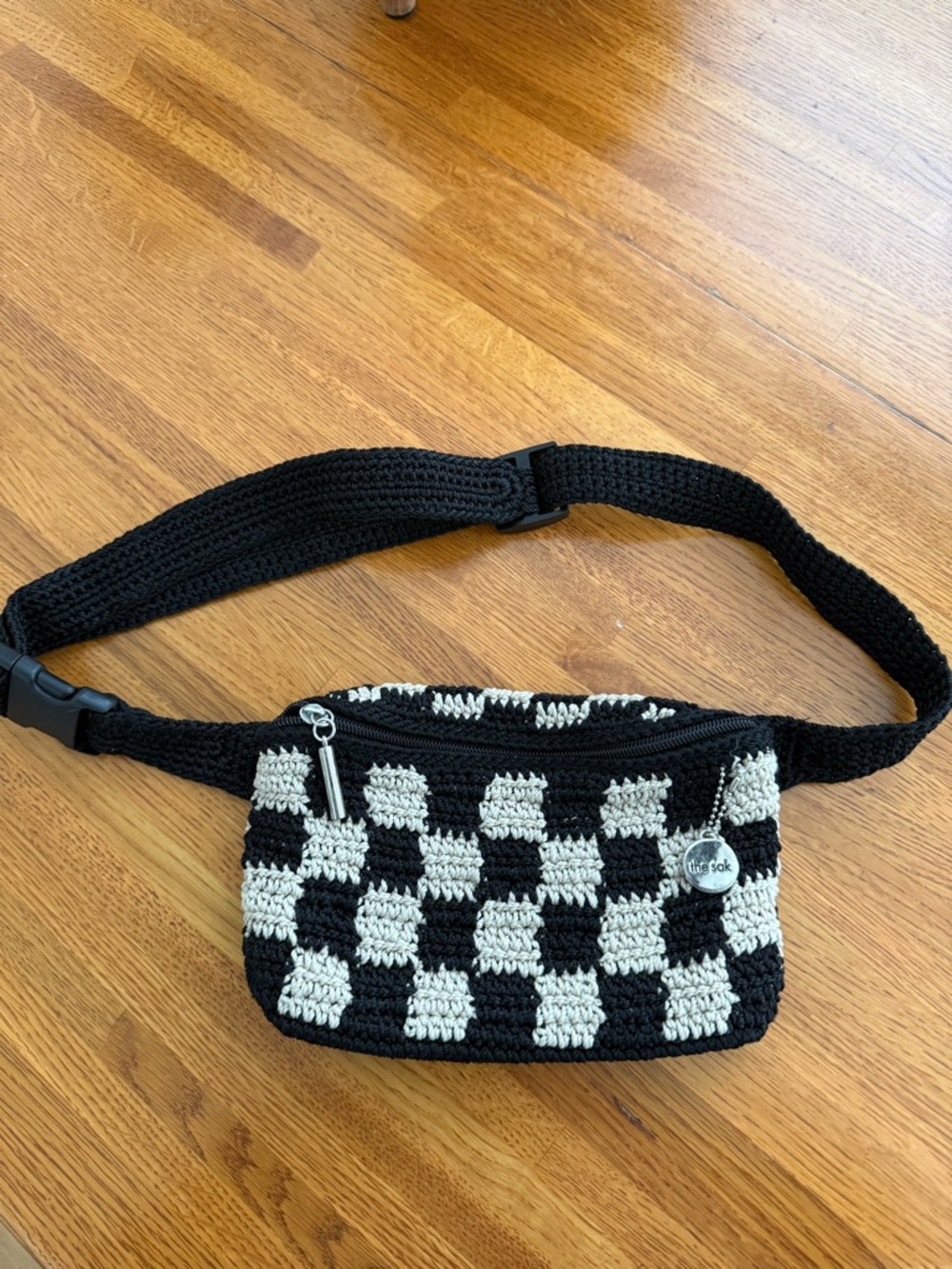 The Sak Handmade Crochet Checkerboard Black & White Fanny Pack